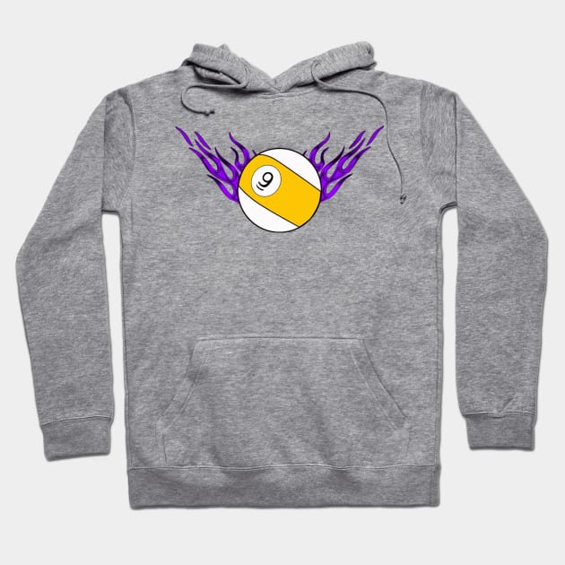 9 Ball with Purple Flames Hoodie by What I See by Dawne